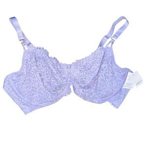 Auden Lavender Lace Bra 46DDD Plus Size Balconette Feminine NWT
